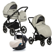 Tutis Uno 3 plus Leather 3-1 168 Black Sesame bērnu rati trīs vienā (eko-āda)